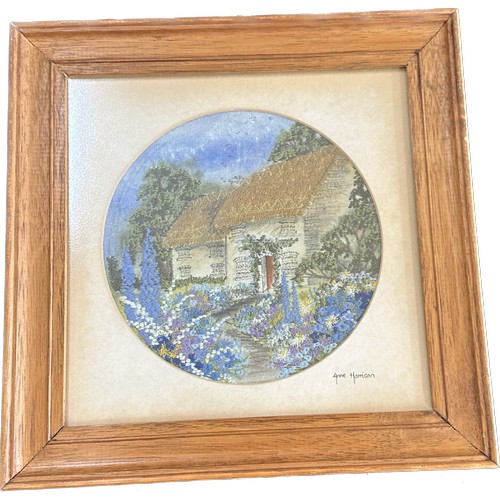 10 - Two vintage framed embroideries signed ' Anne Harrison' approximate measurements 10 inches square