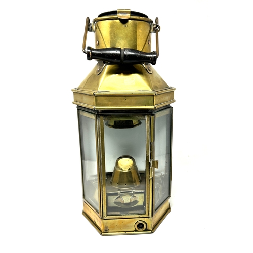 95 - Large Antique stamped 1941 ship's brass bulkhead lamp stamped L.S.Co Ltd 1941 measures approx 41cm t... 