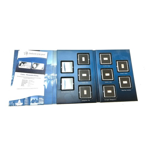 334 - Set of silver The most famous landmarks of the world Official silver coin bars, all with COAs