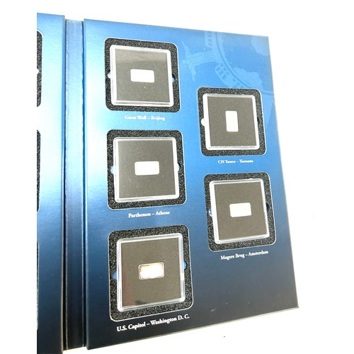 334 - Set of silver The most famous landmarks of the world Official silver coin bars, all with COAs