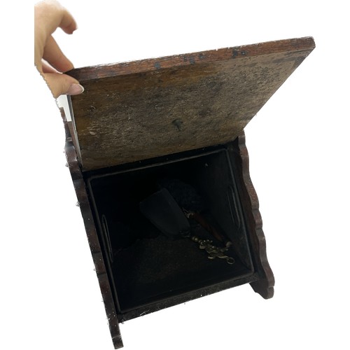 209 - Antique oak and brass coal scuttle
