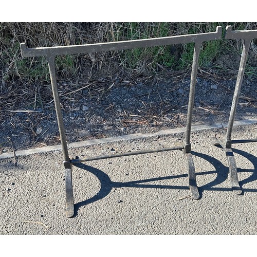 123 - Pair of antique metal Trestles, Height 28.5 inches, Length 32 inches