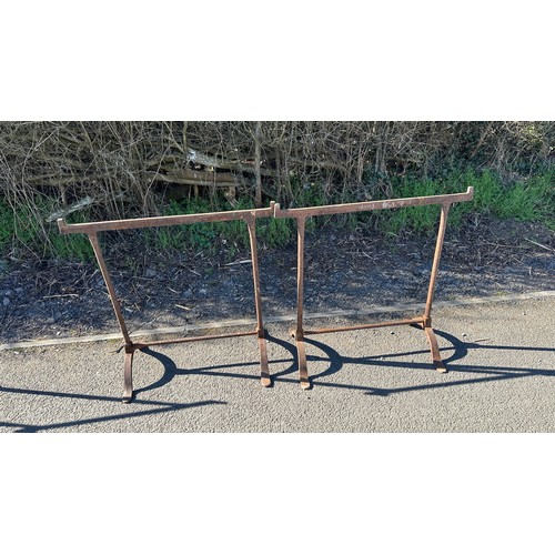 124 - Pair of antique metal Trestles dated 1937, approximate measurements: Height 28.5 inches, Length 32 i... 