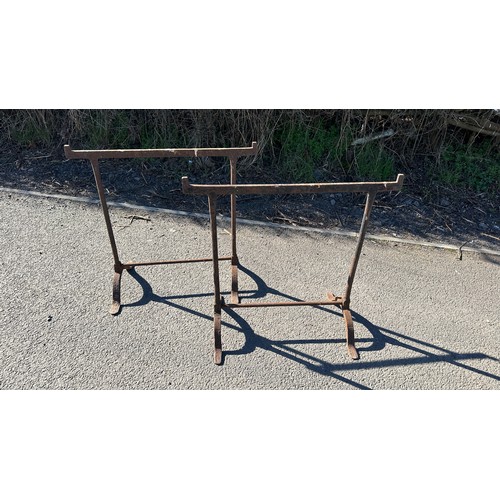 125 - Pair of antique metal Trestles, approximate measurements: Height 28.5 inches, Length 32 inches