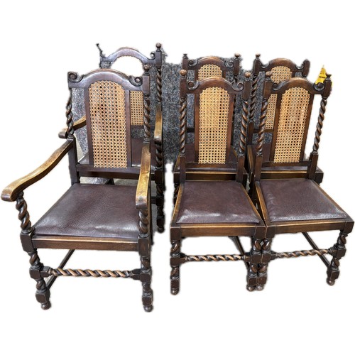 268 - Set of six barley twist chairs, two carvers