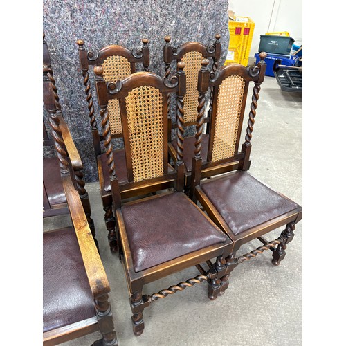 268 - Set of six barley twist chairs, two carvers