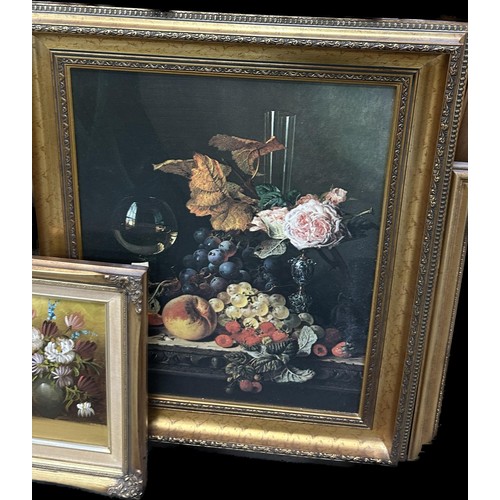 298 - Three gilt framed paintings two oil on boards, largest measures approximately 27 inches tall x 22.5 ... 