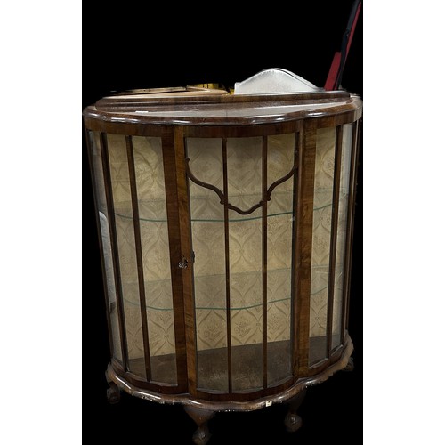 270 - China cabinet with ball and claw feet, veneer missing, measures approximately 48 inches tall x 39 in... 