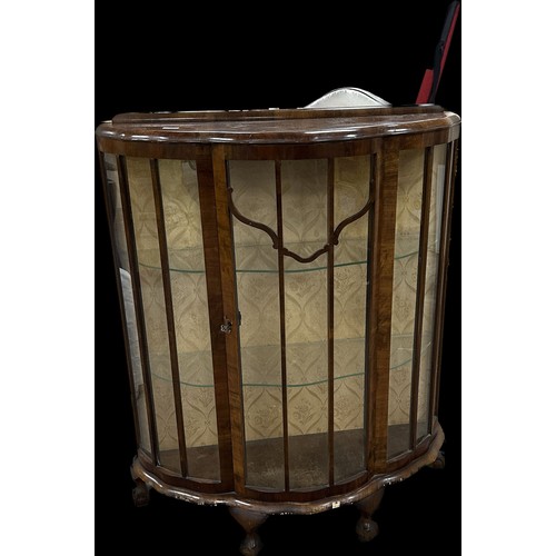 270 - China cabinet with ball and claw feet, veneer missing, measures approximately 48 inches tall x 39 in... 