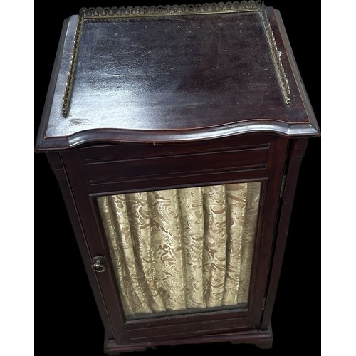269 - Mahogany Edwardian music cabinet with gallery top measures approximately 37 inches tall x 20 wide an... 