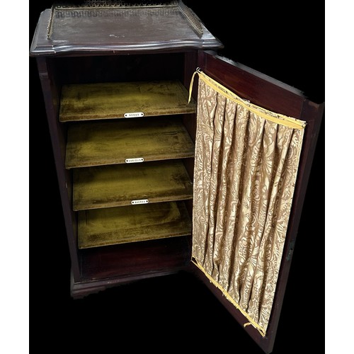 269 - Mahogany Edwardian music cabinet with gallery top measures approximately 37 inches tall x 20 wide an... 