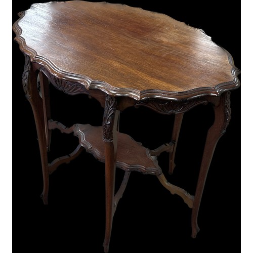 250 - Edwardian mahogany six legged occasional table measures approximately 29 inches tall x 33 wide and 2... 