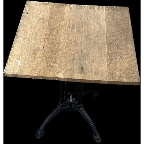 287 - Cast iron pub table measures approximately 28 inches tall x 24 wide and 24 deep