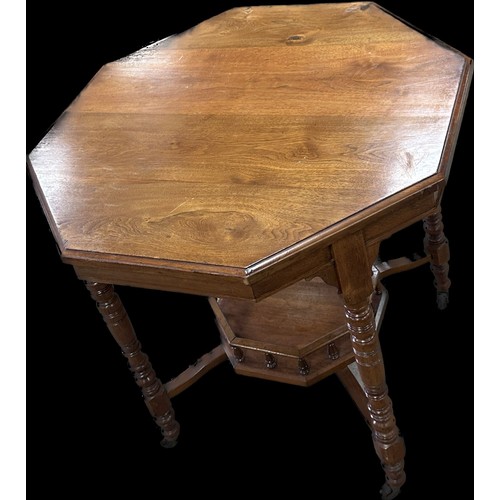 240 - Edwardian centre table with gallery base on casters measures approximately 29 inches tall x 29 wide ... 