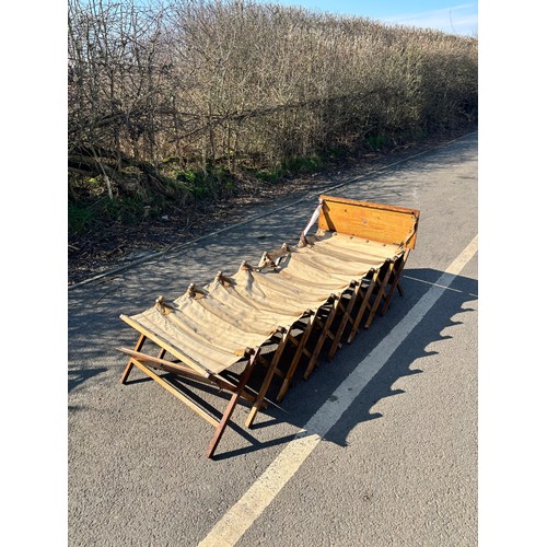 276 - Military WW1 Campaign Officers Folding Bed Camp Bed Table by W&S Cabinetta Oak measures approximatel... 