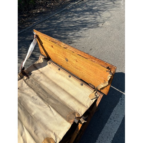 276 - Military WW1 Campaign Officers Folding Bed Camp Bed Table by W&S Cabinetta Oak measures approximatel... 