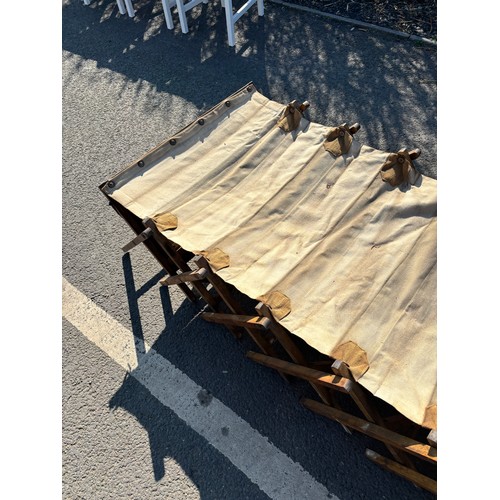 276 - Military WW1 Campaign Officers Folding Bed Camp Bed Table by W&S Cabinetta Oak measures approximatel... 