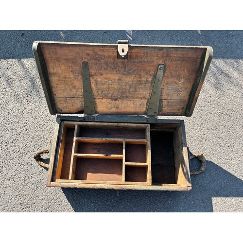 273 - Vintage Military ammunition box measures approximately 8 inches tall 26 inches wide 14 inches depth