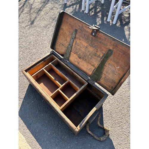 273 - Vintage Military ammunition box measures approximately 8 inches tall 26 inches wide 14 inches depth