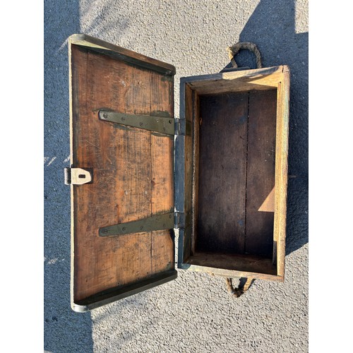 273 - Vintage Military ammunition box measures approximately 8 inches tall 26 inches wide 14 inches depth
