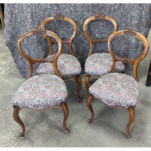 263 - Set of four mahogany balloon back chairs with cabriole legs