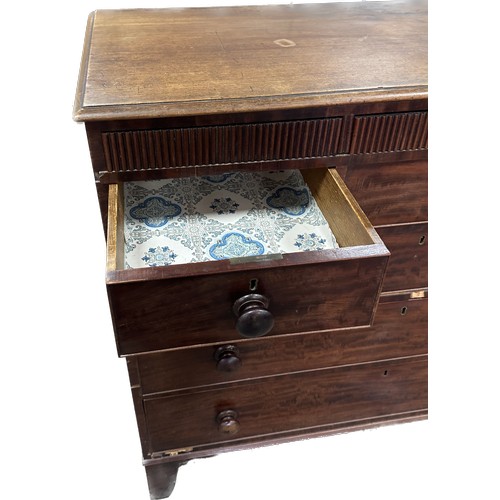 251 - Antique mahogany 9 drawer chest measures approximately 45 inches tall x 48 wide and 21.5 deep