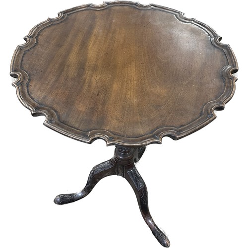 252 - Antique tilt  top table bird cage action overall height approximately 29 inches tall x 26 diameter