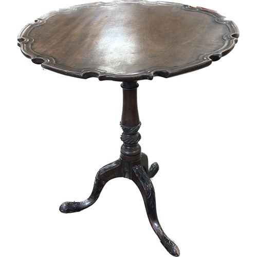 252 - Antique tilt  top table bird cage action overall height approximately 29 inches tall x 26 diameter