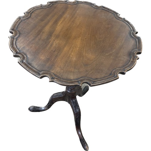 252 - Antique tilt  top table bird cage action overall height approximately 29 inches tall x 26 diameter