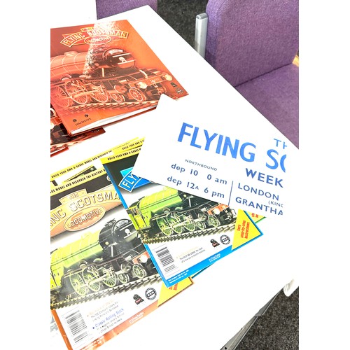 147 - Large selection of The Flying scotsman magazines, train maps and posters