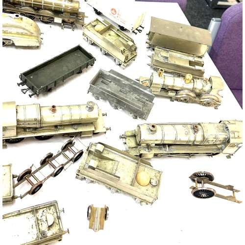 118 - Large selection of metal trains, some with engines, mostly shells, carriages etc