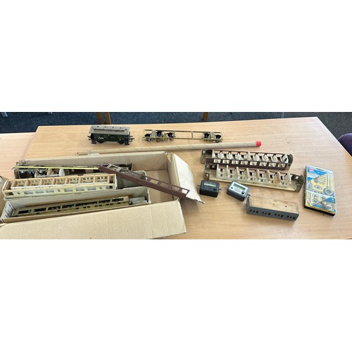 118 - Large selection of metal trains, some with engines, mostly shells, carriages etc