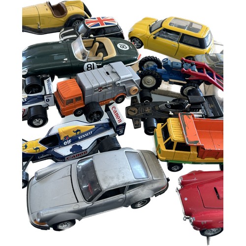 148 - Large selection of vintage and later vehicles to include Burago, Corgi etc