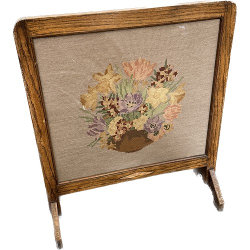 216 - Vintage fire screen tapestry measures approximately 28 inches tall x 24 wide