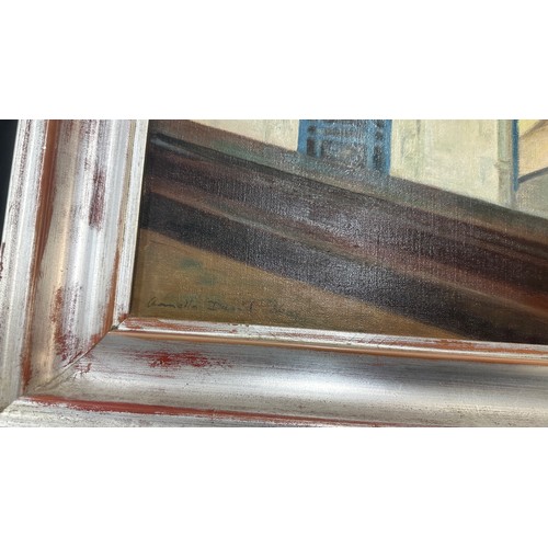 224 - Vintage framed signed oil on canvas depicting a lady measures approximately 30 inches wide x 26 tall