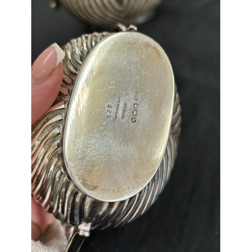 300 - Sterling silver three piece Viners Ltd -Edward Viner tea service, E.V, Sheffield silver, total weigh... 