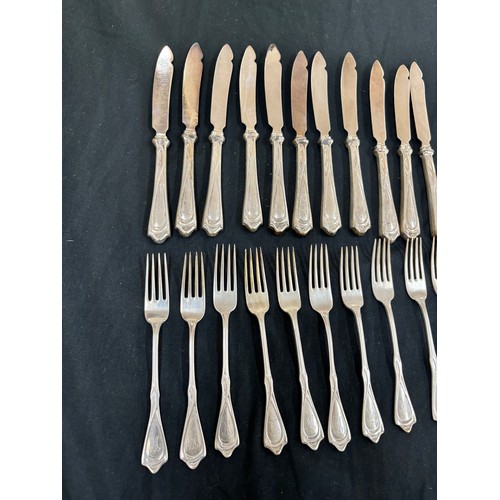310 - Set of Ron S Pasch 800 Grade silver handled knives and silver forks 11 Forks and 12 Knives, total we... 