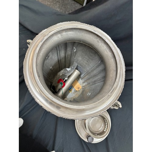 112 - Two handled silver plated Traditional Russian Samovar, 23 inches tall, converted to electric but has... 