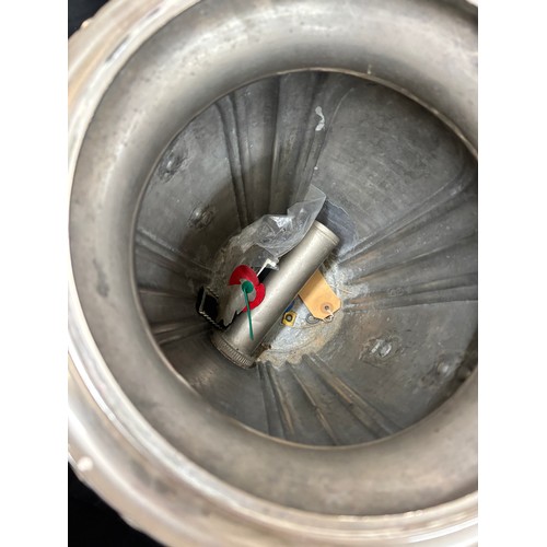 112 - Two handled silver plated Traditional Russian Samovar, 23 inches tall, converted to electric but has... 