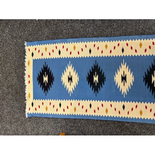 149 - Vintage South American hand woven runner, measures approximately 86 inches long, 26 inches wide