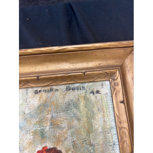 119 - Vintage framed Oil on canvas signed measures approximately 27 inches by 25 inches