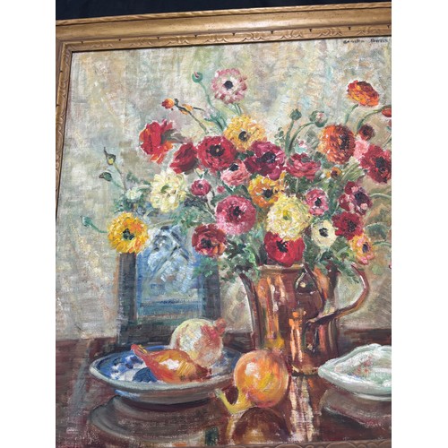 119 - Vintage framed Oil on canvas signed measures approximately 27 inches by 25 inches