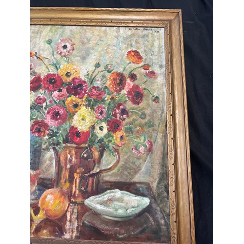 119 - Vintage framed Oil on canvas signed measures approximately 27 inches by 25 inches
