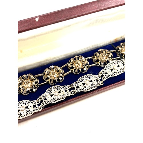 329 - Vintage ladies Silver 925 filigree bracelet and matching earrings together with a second silver fili... 