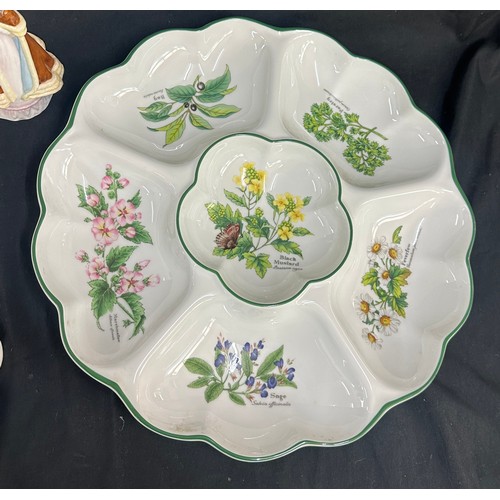 137 - Selection of vintage porcelain collectable items to include Royal Worcester herbs floral Crudite, Ro... 