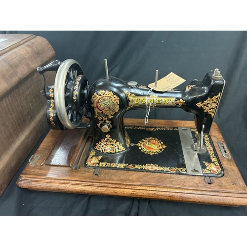 109 - Vintage Jones cased sewing machine
