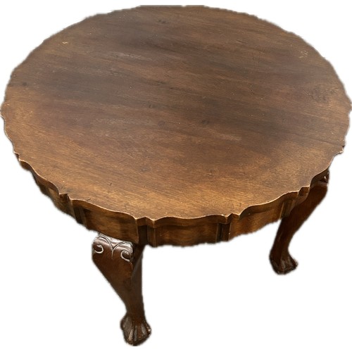 233 - Mahogany occasional table with ball and claw feet, diameter 24 inches, height 19 inches