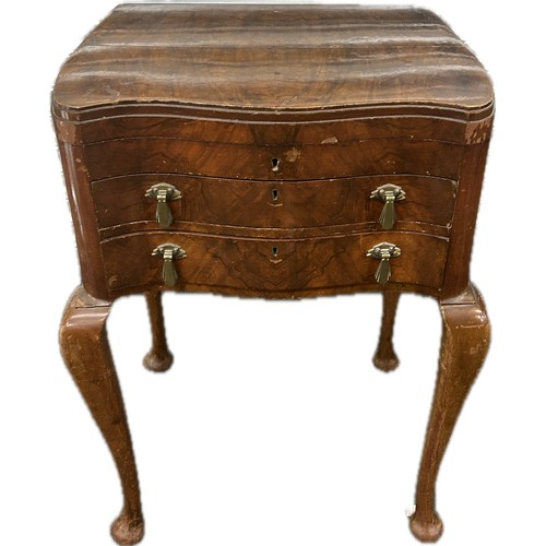 238 - Walnut canteen of cutlery with cabby legs, overall measurements: Width 21 inches, Depth 17 inches, H... 