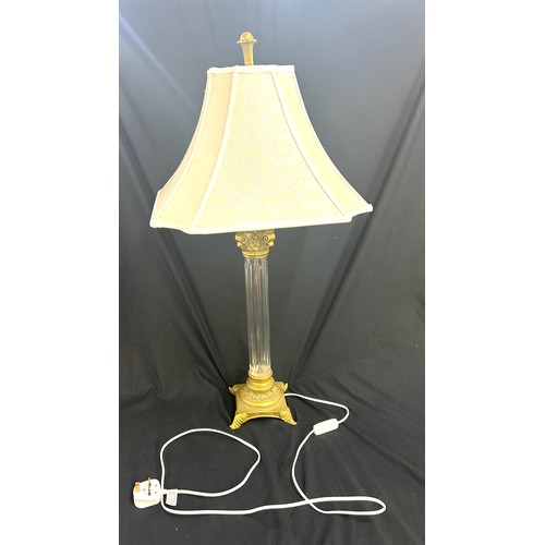 226 - Nelson Collumn glass and brass lamp, working order