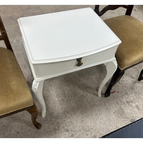 246 - 1 drawer bedside, dressing table stool, Pair mahogany dining chairs